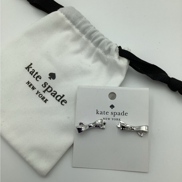 Kate Spade Silver Bow pierced earrings and bag - Picture 2 of 3